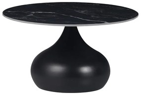 Intrahome Τραπέζι σαλονιού Kirkene intrahome sintered stone σε απόχρωση μαύρο μαρμάρου με μαύρο μέταλλο Φ70x40εκ | SKU: INTRAPA-130111387