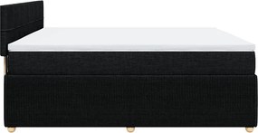 vidaXL Κρεβάτι Boxspring με Στρώμα Μαύρο 200x200 εκ. Υφασμάτινο