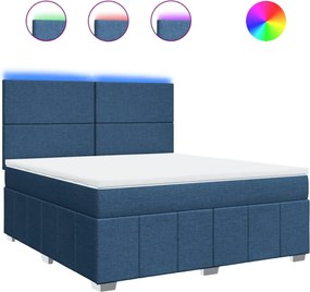 vidaXL Κρεβάτι Boxspring με Στρώμα Μπλε 180x200 εκ. Υφασμάτινο