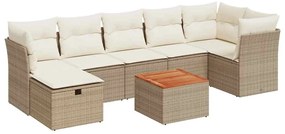 vidaXL Σαλόνι Κήπου Σετ 8 τεμ. Μπεζ Συνθετικό Ρατάν με Μαξιλάρια