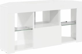 vidaXL Γωνιακός LED Τηλεοπτικός Κάμπινγκ Υψηλή γυαλιστερή Λευκή