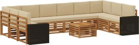 vidaXL Σειρά Καναπέ Εξωτερικού 11 pcs Φυσικό και Μπεζ Πολυεστέρας