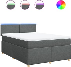 vidaXL Κρεβάτι Boxspring με Στρώμα Σκούρο Γκρι 140x200 εκ Υφασμάτινο