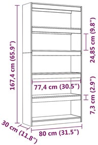 Βιβλιοθήκη/Διαχωριστικό Χώρου Λευκή 80x30x167,4 εκ. Μασίφ Πεύκο - Λευκό