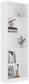 vidaXL Βιβλιοθήκη με 5 Ράφια Λευκή 60 x 24 x 175 εκ. από Επεξ. Ξύλο