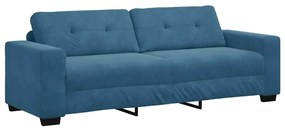 vidaXL Καναπές 3 pcs Μπλε Ύφασμα μείγματος λινών