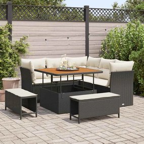 vidaXL Σετ Καναπέ Κήπου 8 pcs Μαύρο και κρεμ 100 x 100 x 71 cm
