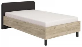 ΚΡΕΒΑΤΙ BARLETTA 120 GREY OAK ΜΕ ΓΚΡΙ ΥΦΑΣΜΑ ΚΑΙ ΜΑΥΡΑ ΠΟΔΙΑ 131x213,5x85,5εκ (120x200) 11012525