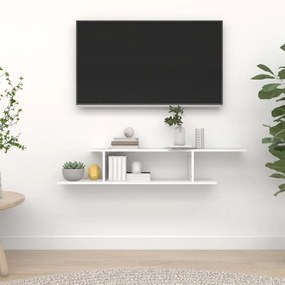 Ράφι Τηλεόρασης Επιτοίχιο Λευκό 125x18x23 εκ. από Επεξ. Ξύλο