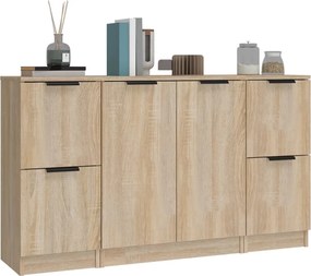 vidaXL Ντουλάπι 3 τεμ. Sonoma Δρυς από Επεξεργασμένο Ξύλο