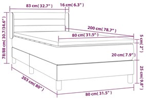 Κρεβάτι Boxspring με Στρώμα Σκούρο Πράσινο 80x200 εκ. Βελούδινο - Πράσινο