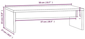 Βάση Οθόνης Λευκή 50 x 27 x 15 εκ. από Μασίφ Ξύλο Πεύκου - Λευκό