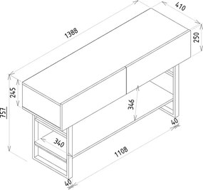 Κονσόλα Aron Megapap χρώμα atlantic pine 138,8x41x75,7εκ.