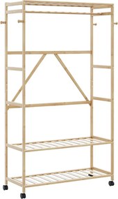 vidaXL Ράφι ρούχων με ράφια και ρόδες 110x40x180 εκ. Μπαμπού