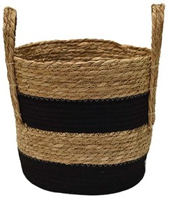 Καλάθι Με Ρίγα 00.06.67534 31x29-38cm Ψάθινο Natural-Black Ψάθα