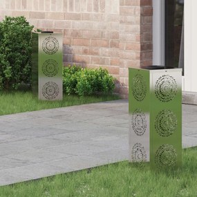 vidaXL Ηλιακό LED Φως Δρόμου 2 pcs Ασημί Ανοξείδωτο ατσάλι