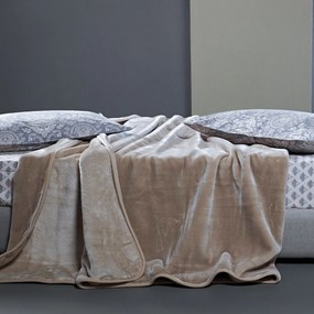 Κουβέρτα Notte 26 Βελουτέ Beige Kentia King Size 260x240cm Πολυέστερ
