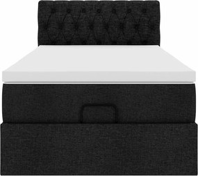 vidaXL Οθωμανικό κρεβάτι με στρώμα Μαύρο 100x200cm Ύφασμα
