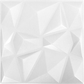 vidaXL Πάνελ τοίχου 48 pcs Διαμάντι Άσπρο 50 x 50 cm Φελιζόλ XPS