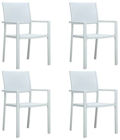 47888 vidaXL Καρέκλες Κήπου 4 τεμ. Λευκές με Όψη Ρατάν Πλαστικές Λευκό, 1 Τεμάχιο