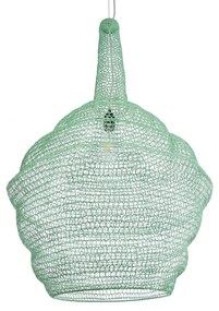 GloboStar® KENTUCKY 01885 Vintage Κρεμαστό Φωτιστικό Οροφής Μονόφωτο 1 x E27 AC220-240V IP20 - Φ60 x Υ90cm - Τιρκουάζ Μεταλλικό Πλέγμα - 5 Χρόνια Εγγύηση