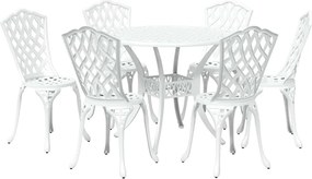 vidaXL Σέτ φαγητού για κήπο 7 pcs Λευκό Αλουμίνιο