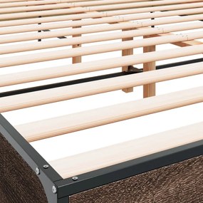 vidaXL Πλαίσιο Κρεβατιού Καφέ Δρυς 140x200 εκ. Επεξ. Ξύλο &amp; Μέταλλο