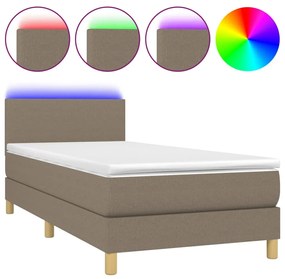 ΚΡΕΒΑΤΙ BOXSPRING ΜΕ ΣΤΡΩΜΑ &amp; LED TAUPE 90X200 ΕΚ. ΥΦΑΣΜΑΤΙΝΟ 3133529