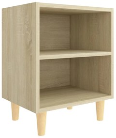 vidaXL Κομοδίνο Sonoma Δρυς 40 x 30 x 50 εκ. με Μασίφ Ξύλινα Πόδια