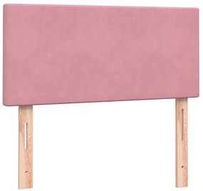 vidaXL Box Spring κρεβάτι με στρώμα ροζ 100x220 cm Βελούδινο