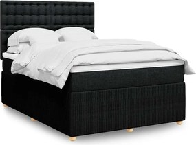 vidaXL Κρεβάτι Boxspring με Στρώμα Μαύρο 140x190 εκ. Υφασμάτινο