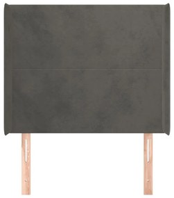 Κεφαλάρι με Πτερύγια Σκούρο Γκρι 83x16x118/128εκ.Βελούδινο - Γκρι
