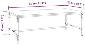 Τραπεζάκι Σαλονιού Καπνιστή Δρυς 80x50x35 εκ. Επεξεργασμ. Ξύλο - Καφέ