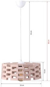 Φωτιστικό Οροφής Ξύλινο C7650.02 Ρόζ Φ33x66  εκ. 33x33x66 εκ.