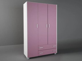 Intrahome Ντουλάπα παιδική τρίφυλλη χρώματος λευκό ρουστίκ-ροζ 110x50x180 Intrahomesa-00652187