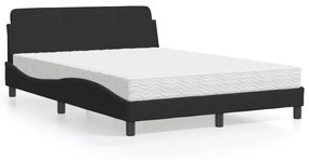 Κρεβάτι με Στρώμα Μαύρο 140x200 εκ. Βελούδινο - Μαύρο