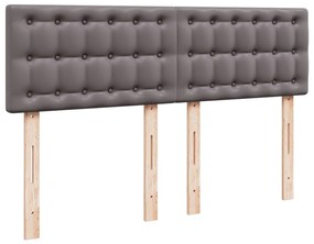 vidaXL Κρεβάτι Boxspring με Στρώμα Γκρι 160x200εκ. από Συνθετικό Δέρμα