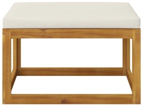 vidaXL Υποπόδιο απο Μασίφ Ξύλο Ακακίας με Κρεμ Μαξιλάρι