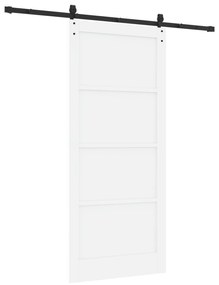 vidaXL Συρόμενη Πόρτα  με Σετ Εξαρτημάτων Λευκή 93x211 εκ Συμπαγές Ξύλο Πέυκο