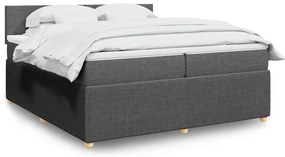 vidaXL Κρεβάτι Boxspring με Στρώμα Σκούρο Γκρι 200x200 εκ. Υφασμάτινο