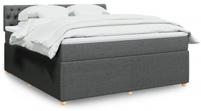 Κρεβάτι Boxspring με Στρώμα Σκούρο Γκρι 180x200 εκ Υφασμάτιν