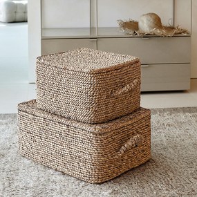 Ορθογώνιο πλεκτό καλάθι από υδροϋάκινθο, LIAN