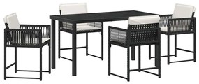 vidaXL Σέτ φαγητού για κήπο 5 pcs Μαύρο συνθετικό ρατάν