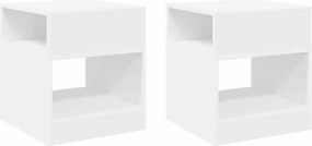 vidaXL End Table 2 pcs Λευκό 40,5 x 40 x 45 εκ Επεξεργασμένο ξύλο