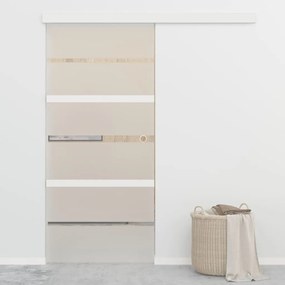 Συρόμενη Πόρτα Άσημί 90 x 205 εκ. από Γυαλί ESG / Αλουμίνιο - Ασήμι