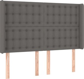 vidaXL Κρεβάτι Boxspring με Στρώμα &amp; LED Γκρι 140x200 εκ. Συνθ. Δέρμα