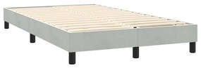 vidaXL Κρεβάτι Boxspring με Στρώμα Ανοιχτό Γκρι 120x210 εκ. Βελούδινο