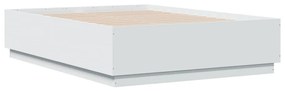 vidaXL Πλαίσιο Κρεβατιού με LED Λευκό 120x190 εκ Επεξεργ. Ξύλο