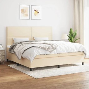 Κρεβάτι Boxspring με Στρώμα Κρεμ 200x200 εκ. Υφασμάτινο