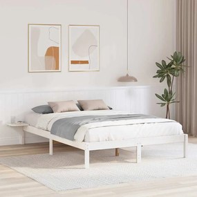 vidaXL Πλαίσιο κρεβατιού με κομοδίνα Λευκό 150 x 200 cm Λευκό